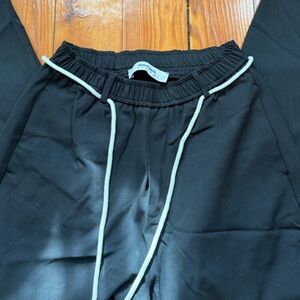 about:blank black trousers with white drawstring